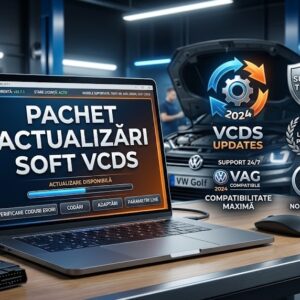 Pachet Actualizări Soft VCDS pe laptop într-un atelier auto