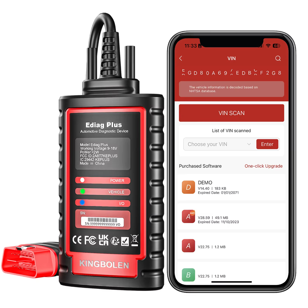 Kingbolen Ediag Plus - Tester Auto Bluetooth 17 Resetări Android